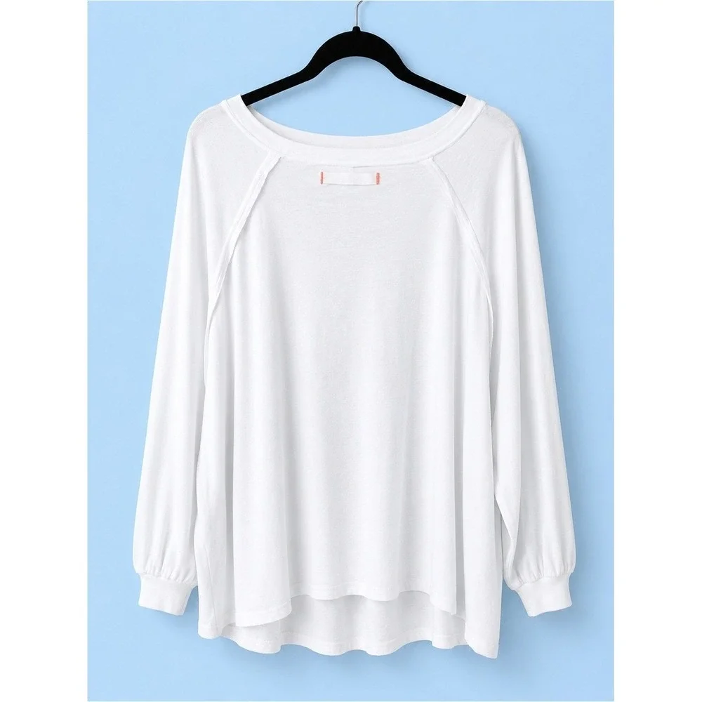 We The Free Free People White‎ Raglan Seam Long Sleeve Top Small NWT
